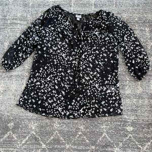 Like New Black Vanity Top with Butterfly Print